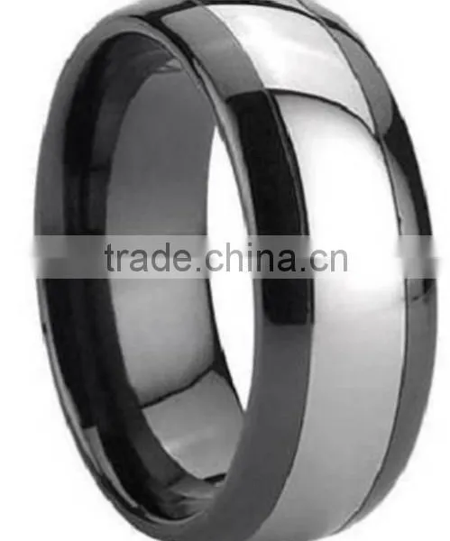 Classic Tungsten Wedding Ring With Black Plating and Shiny Polished