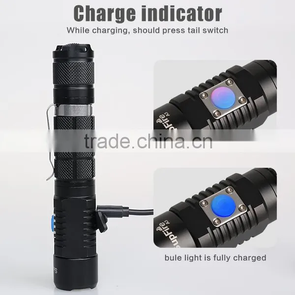 Hot Sale USB LED Flashlight High Quality A3 Torch Light Rechargeable Battery Flash Light Emergency Tactical Clip Flash Light photo-4