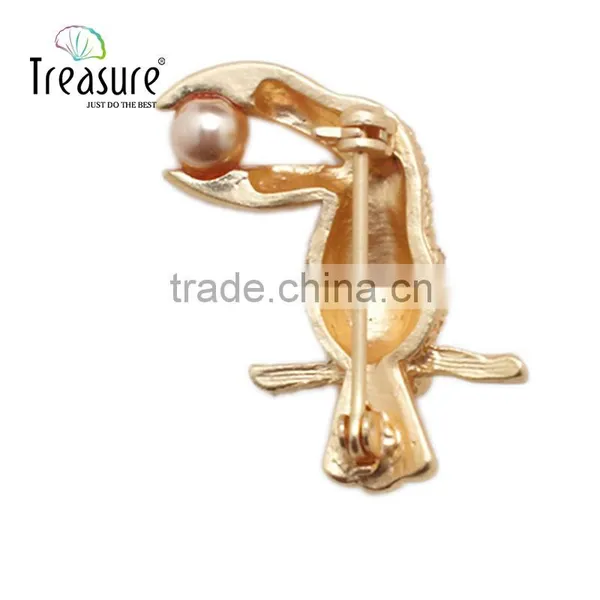 Gemstone Jewelry Parrot Alloy Golden With Little Rhinestone Brooch Jewelry photo-2