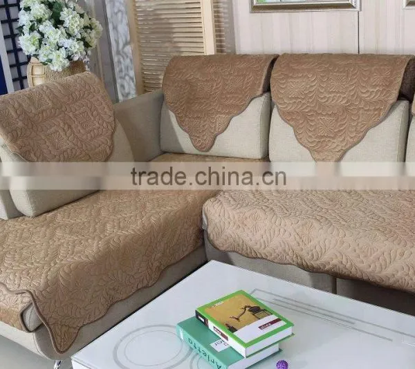Short Microfleece Fabric Embroidery Sofa Cover