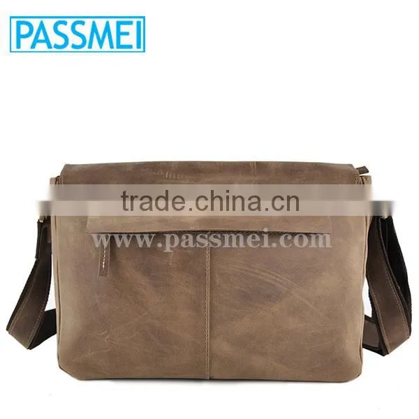 Men Genuine Leather Cowhide Vintage Crossbody Messenger Shoulder Bag photo-2