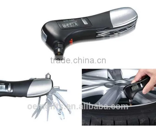 Multifunction LED Flashlihght Digital LCD Tire Gauge Car Tire Pressure Gauge With Emergency Tool photo-6