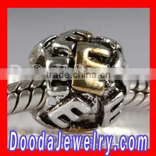 Large Hole Metal Beads Initial E for Charm Bracelets