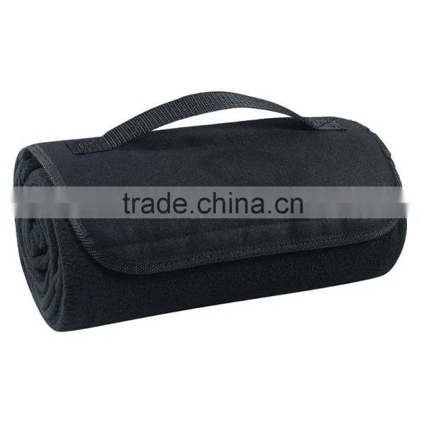 Portable Roll Up Blue Color Polar Fleece Blanket With Strap photo-4