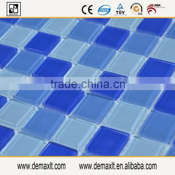 Dezhou Interior Decorative 300x300mm Square Shape Blue Glass Mosaic Design photo-2