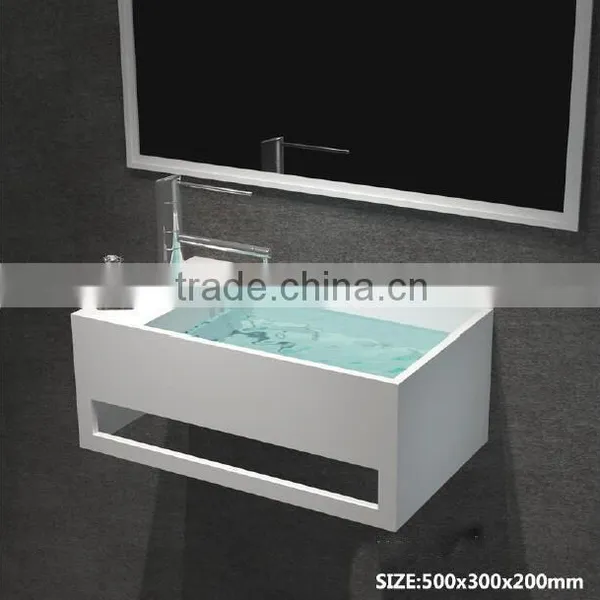 Sanitary Ware Bathroom Solid Surface Wash Hand Basins,Wall Hung Solid Surface Wash Basins, Stone Resin Wash Basin photo-3