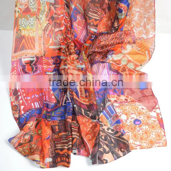 ODM/OEM Fashionable Polyester Brightly Painted Lady Fashion Scarf photo-3