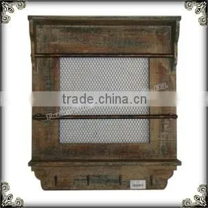 Decorative Antique Wall Hanging Wood Shelf With Hooks
