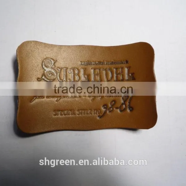 Factory Website Lettering Debossed Hide/skin Garment Patch photo-4