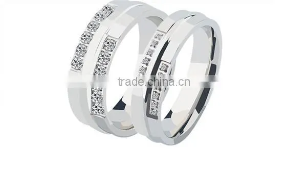 Eternity Style Zircon Casting Stering Silver Charm 316l Stainless Steel Wedding Band Ring for Lovers photo-2