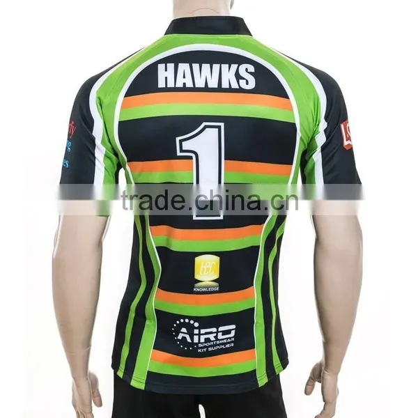 Tight Fit Newest Cheapest Yellow and Green Rugby Jersey photo-2
