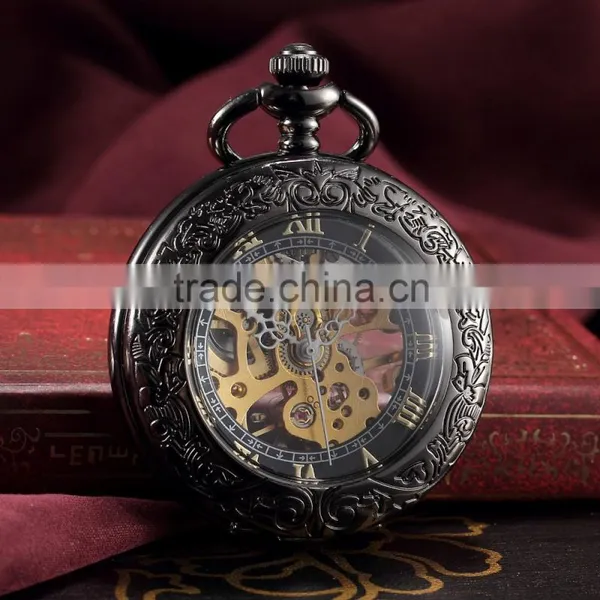 Vintage Transparent Mechanical Skeleton FOB Pendant Men Pocket Watch photo-5