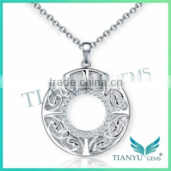925 Sterling Silver Round Pendants Charms Necklace Jewelry photo-3