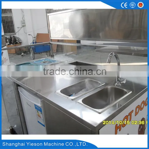 304 Stainless Steel Hot Dog Trolley Mobile Hot Dog Carts Food Cart for Sale photo-6