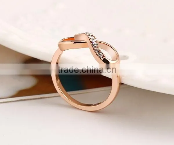2016 New Fashion Jewelry 14k Real Rose Gold Plated Crystal Piston Ring photo-5
