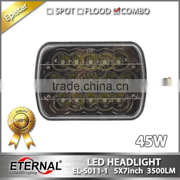 5x7in 45W High Power Sealed Beam Led Headlight Dual Beam With H4 Plug for Automotive
