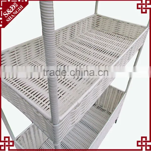 S&D Handicraft 3-layers PE Rattan Palstic White Hanging Storage Rack Shelves photo-3