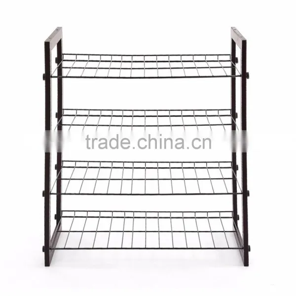 Vivinature 12-pair Shoe Rack Black Steel Wire With Wood Frame photo-5