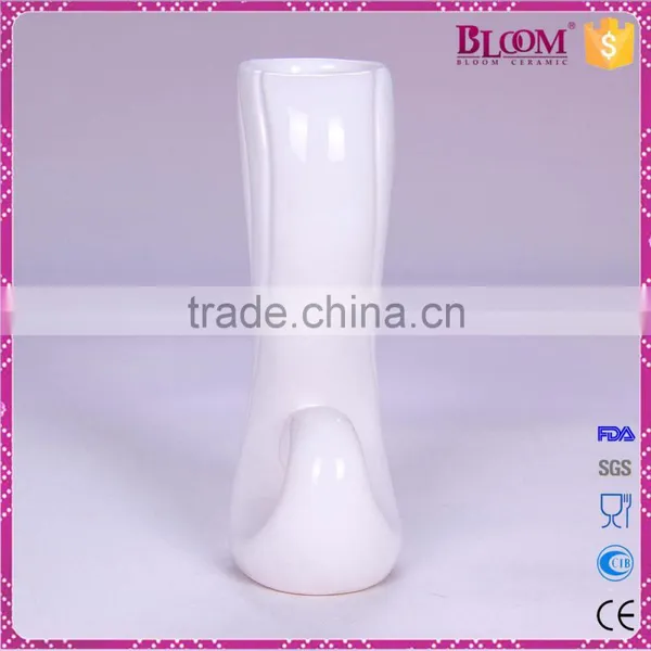 White Ceramic Craft Decoration Flower Vase Stand photo-2