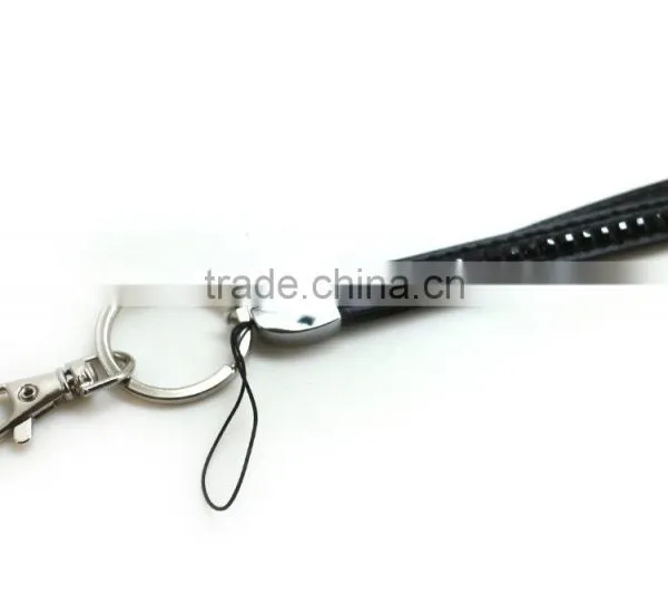 Promotion Gift PU Leather Lanyard With Crystal Gem, Swivel Snap Hooks, Key Ring Accembly, Acrylic Gem Key Chain photo-3