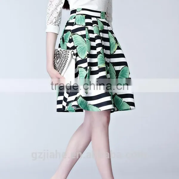 Hot Sale Fashion Women A-line Fresh Printing Pleated Skirts High Waist Skirt Wholesale Dress photo-3