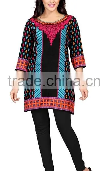 Canvas Crepe Glamour Styles Printed Kurtis photo-3