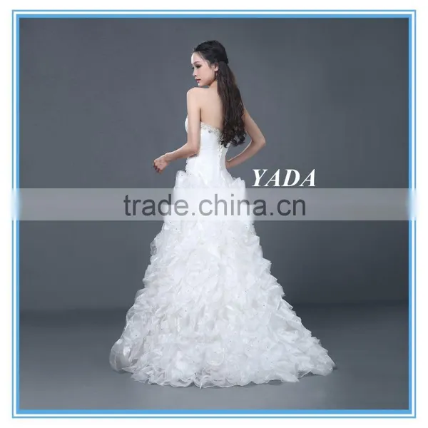 New Model Off Shoulder Elegant Handmade Beaded Wedding Dress 2016 photo-3