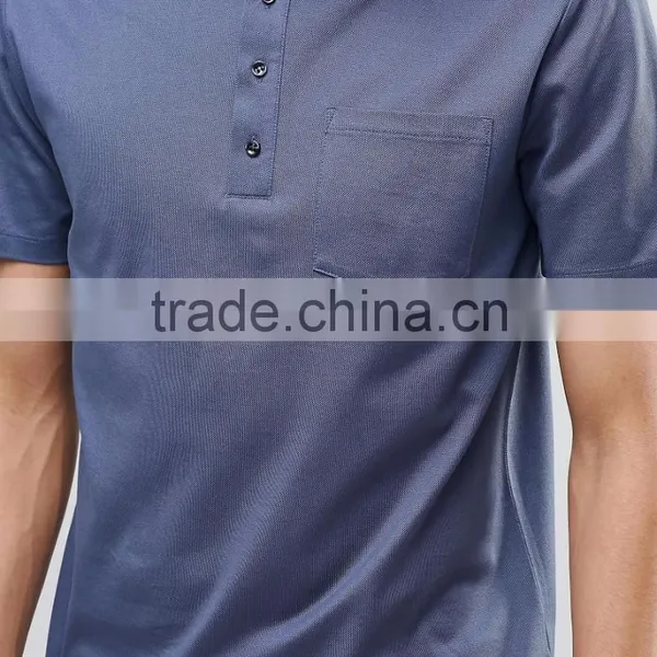 MGOO OEM Factory Casual Summer Plain Side Split 180g 100% Cotton Short Sleeve Mens POLO Shirt With Chest Pocket photo-3