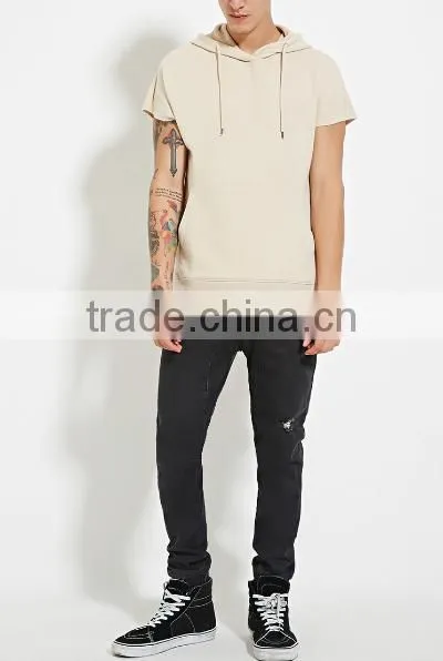 Hotsale Design Cotton Fleece Pocket Zip Plain Solid Color Pullover Short Sleeve Plain Hoodies Wholesale Made in China photo-5
