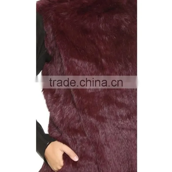 Myfur Factory Direct Wholesale Price Rabbit Fur Knitted Waist Coat Rabbit Fur Coats Girls photo-5
