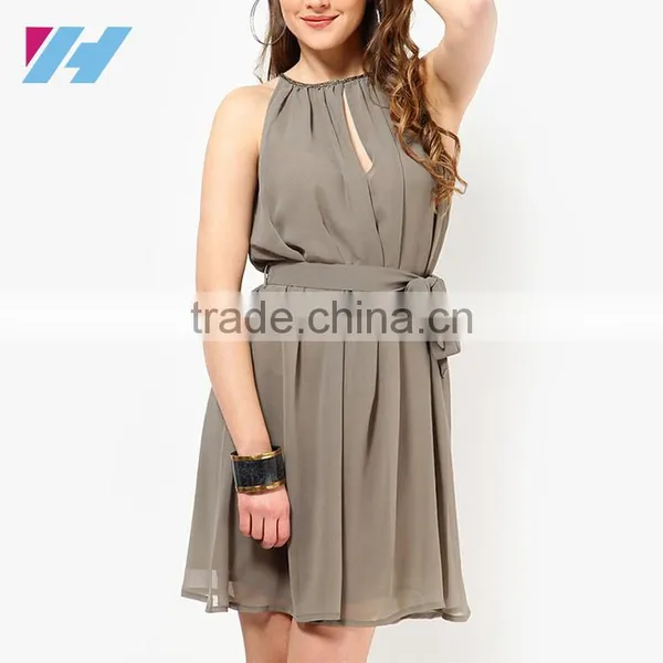 Korean Advanced Fashion Apparel Wholesale Women Summer Skater Dresses photo-2
