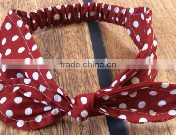 Latest Fancy Elastic Soft Stripe Cotton Bow Tie Custom Children Headband Rabbit Ears Bowknot Hair Tie Headband photo-6