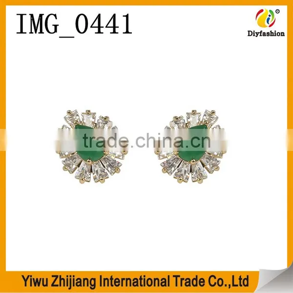 New 2017 Latest Gold Earring Designs Jewelry Accessories Round Zircon Stud Earring photo-4
