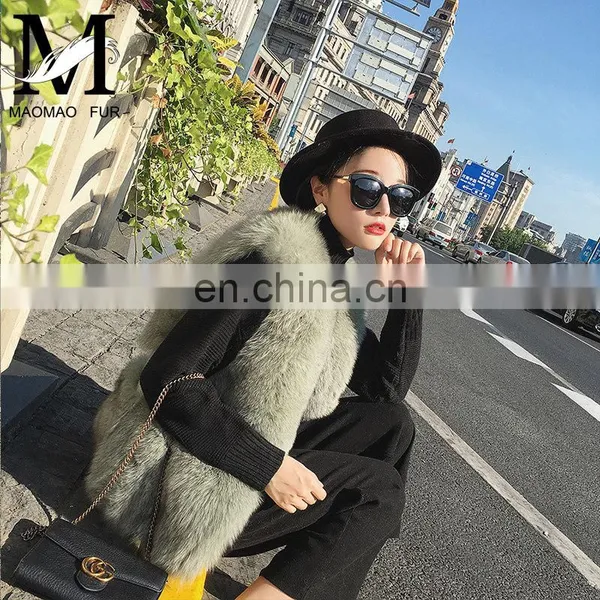 Factory Wholesale Fashion New Style Classical Pattern Lady Fur Waistcoat Fur Gilet Fox Fur Vest photo-6