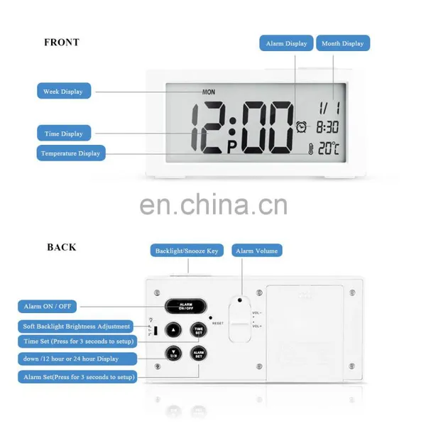 2017 New Large LCD Electronic Digital Morning Clock With Calendar and Temperature for Home photo-3