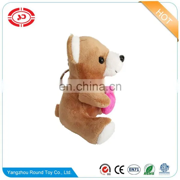 Teddy Brown Soft Stuffed Plush Valentines With Heart Keychain Toy photo-3