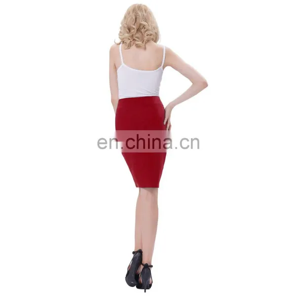 Kate Kasin Occident Women OL Skirt High Stretchy Hips-Wrapped Red Pencil Skirt KK000269-3 photo-5