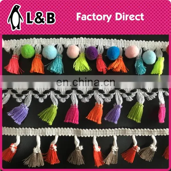 2017 Lace Border Sew-on Ball With Fringe/tassel Embroidery Pom Pom Lace photo-5