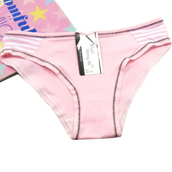 Yun Meng Ni Sexy Underwear Side Stripe Printed Girls Briefs Breathable Cotton Women Panties photo-3