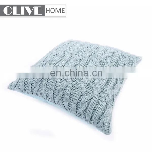 High Quality Home Decorative Light Blue Cushion Cover With Jacquard Cable Knit photo-5