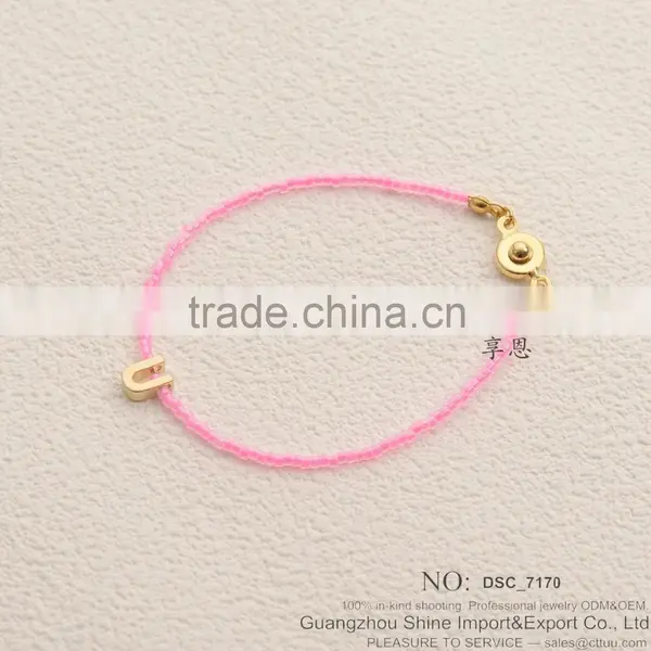 2015 Fashion Jewelry Seed Bead Bracelet With Alloy Letter Charm Bracelet photo-2