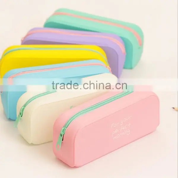 2016 Newest Gift Use and Pencil Bag Factory Supply Printed Logo Custom Silicone Pencil Case photo-2