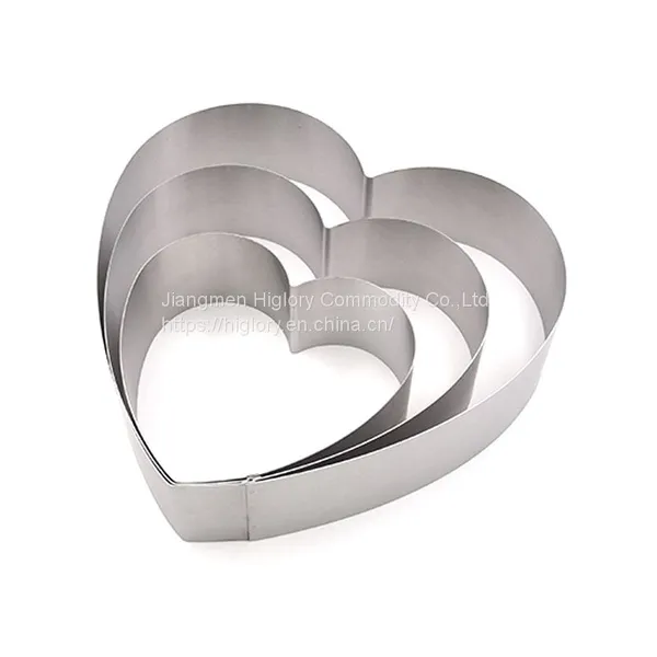 3Pcs Different Size 3d Diy Mousse Fondant Baking Custom Heart Shape Stainless Steel Cake Mould photo-2