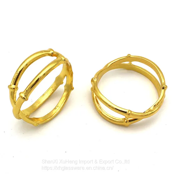 Spot Simple Style Bamboo Metal Golden Buckle Napkin Ring For Event Decoration photo-5