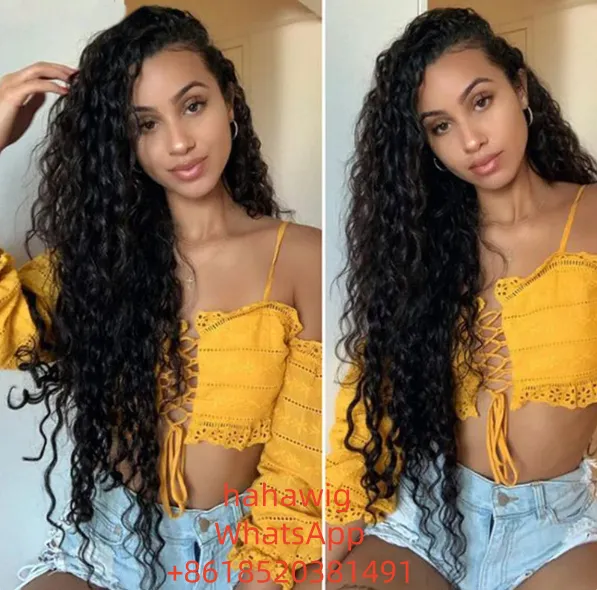 Wig 100% Human Hair Virgin Hair Lace Wig Natural Wave