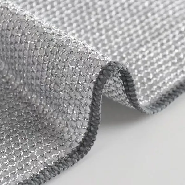 20*20cm Wire Dishwashing Rag Non-Scratch Wire Scrubbers Dishcloth Kitchen Dish Towel Double Layer SilverWire Cleaning Cloths photo-3