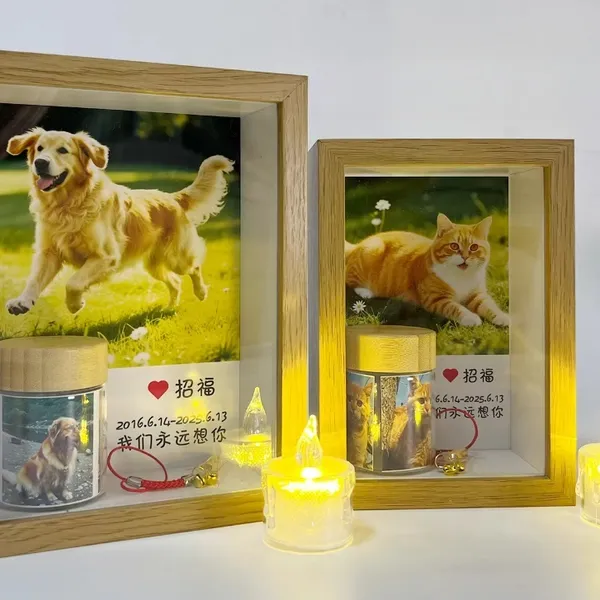 Rotatable Solid Wood Photo Frame Postcard Photo Frame Pet Memorial Photo Frame Suitable for Desktop Decoration photo-2