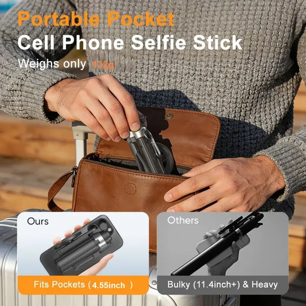 Magnetic Selfie Stick With Remote for Cell Phone 360° Rotation Mini Tripod Camera Grip Handheld Stabilizer Phone Stand photo-5