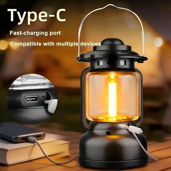 Vintage LED Camping Lantern Rechargeable 7 Modes Stepless Dimming IPX4 Waterproof Ambient Tent Light for Outdoor Camping Emergency photo-3