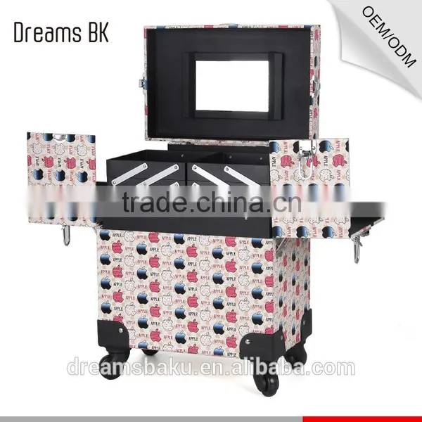 Professional Salon Beauty Box Pvc Cosmetic Makeup Kits Case With Rolling Wheels photo-5